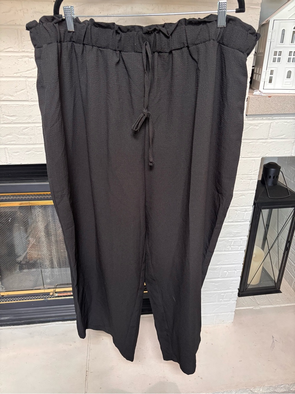 SHEIN Black Paperbag Waist Drawstring Trousers